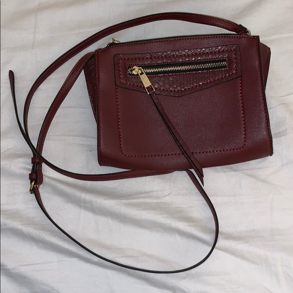 Sole Society Burgundy Faux Leather Crossbody Purse